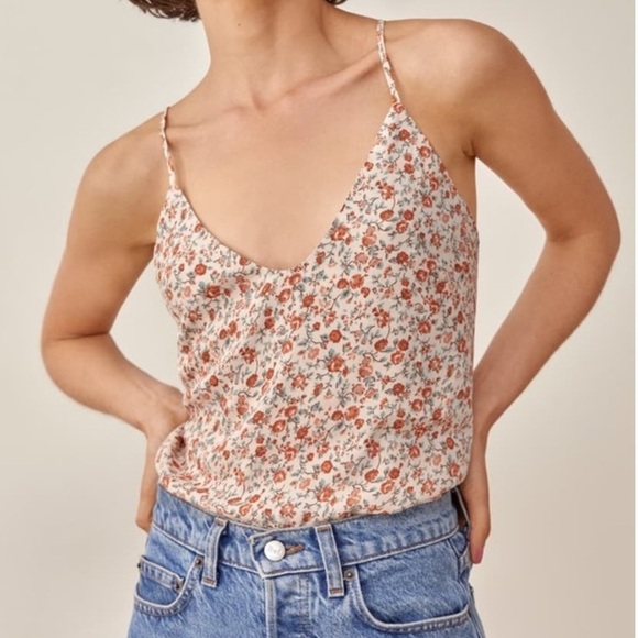 Reformation Rovino Floral Strappy Blouse in Fairy Size XL - Picture 1 of 14